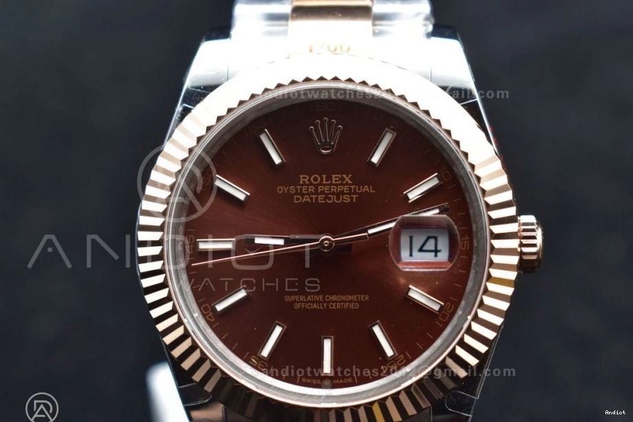 GMF 41 Bracelet RG Best 126333 RG Dial Coffee DateJust Plated on Oyster A3235 SS Edition 0329